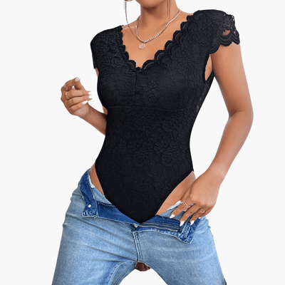 Bodysuit aus Spitze für Frauen - Eleganter V-Ausschnitt