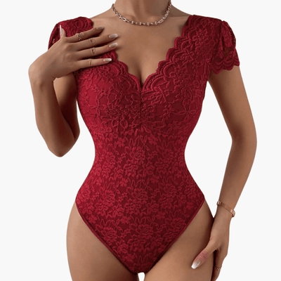 Bodysuit aus Spitze für Frauen - Eleganter V-Ausschnitt