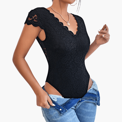 Bodysuit aus Spitze für Frauen - Eleganter V-Ausschnitt