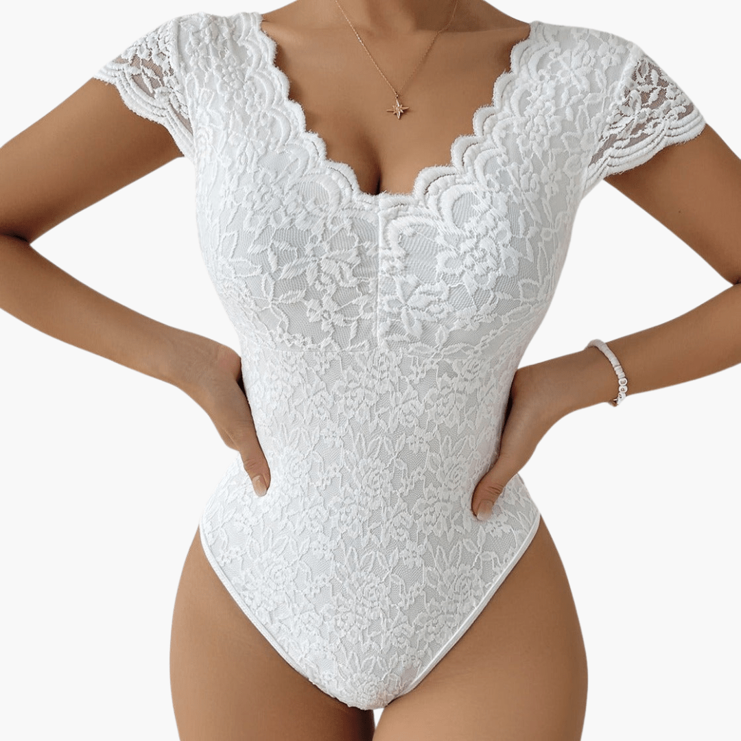 Bodysuit aus Spitze für Frauen - Eleganter V-Ausschnitt