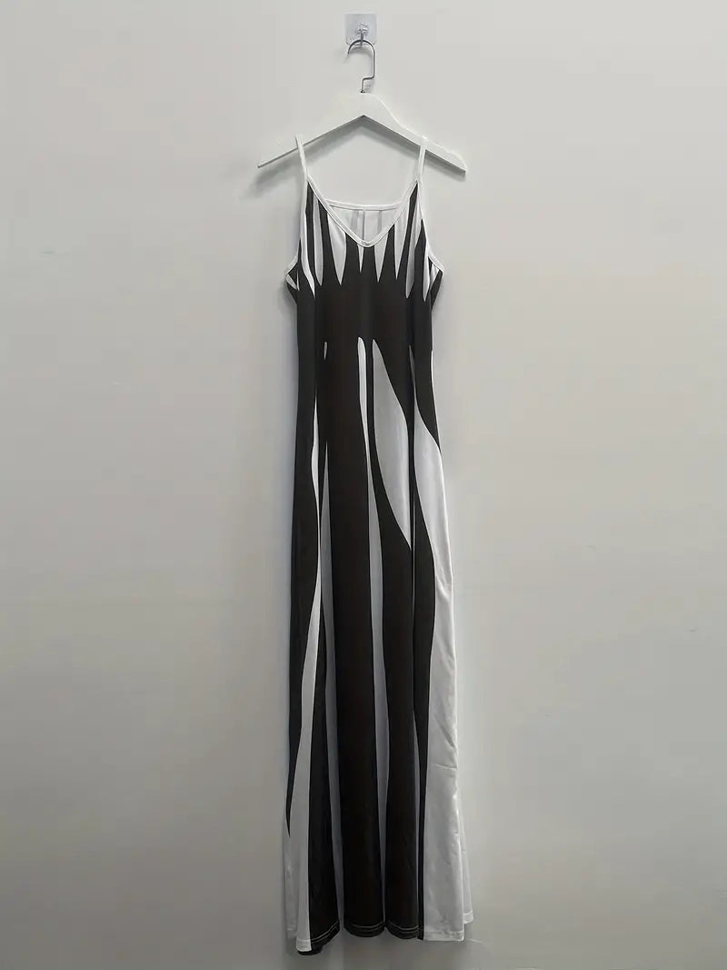 Jana - Fließendes Maxikleid mit Abstraktem Print