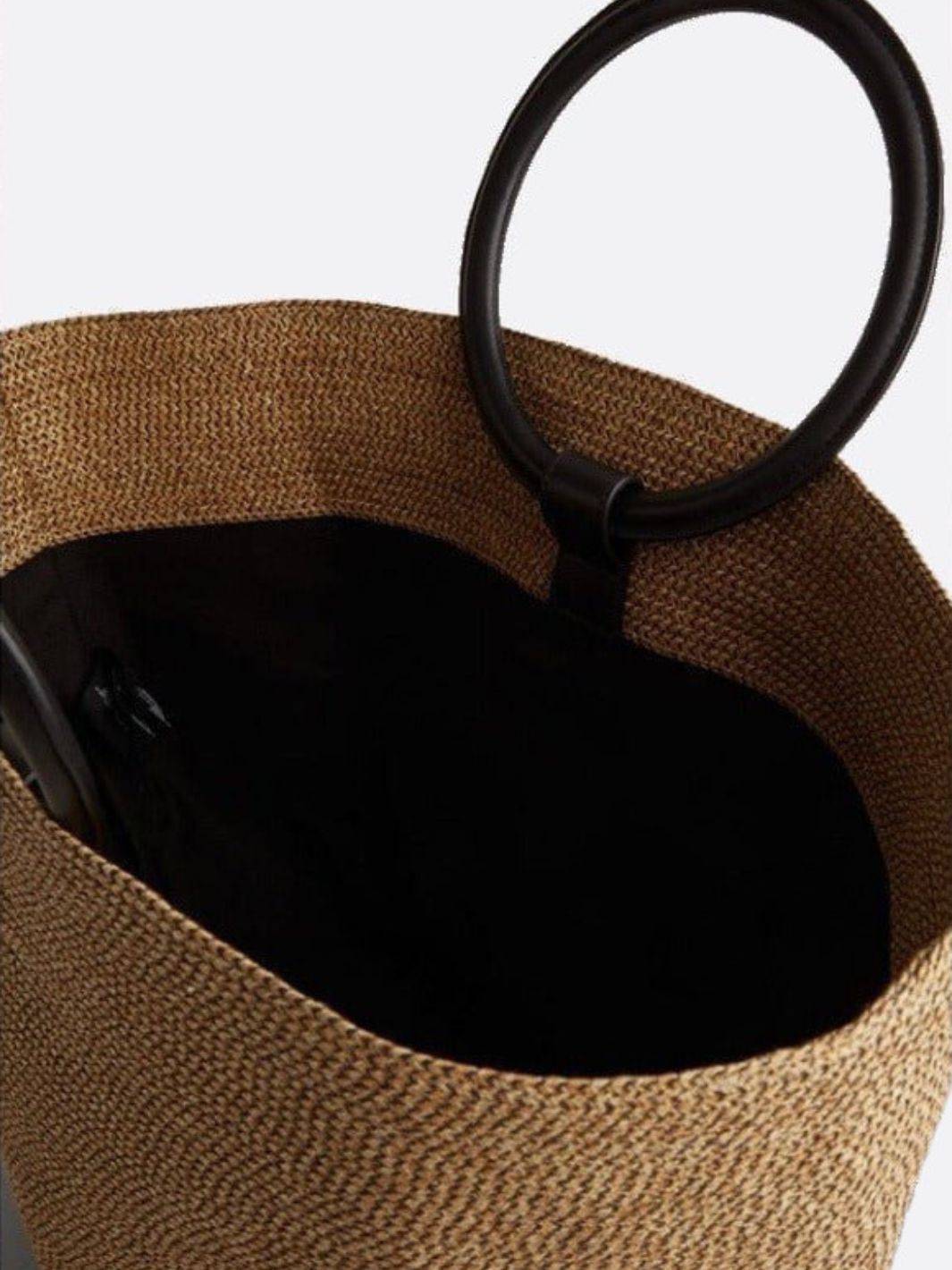 Soléa | Große Strohtasche mit runden Kunstledergriffen – Handgetragene Sommer-Tote Bag