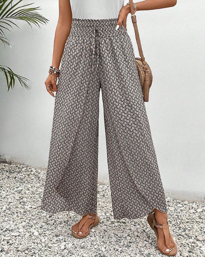 Sommerhose Damen mit hoher Taille – Elegant gemustert & luftig bequem