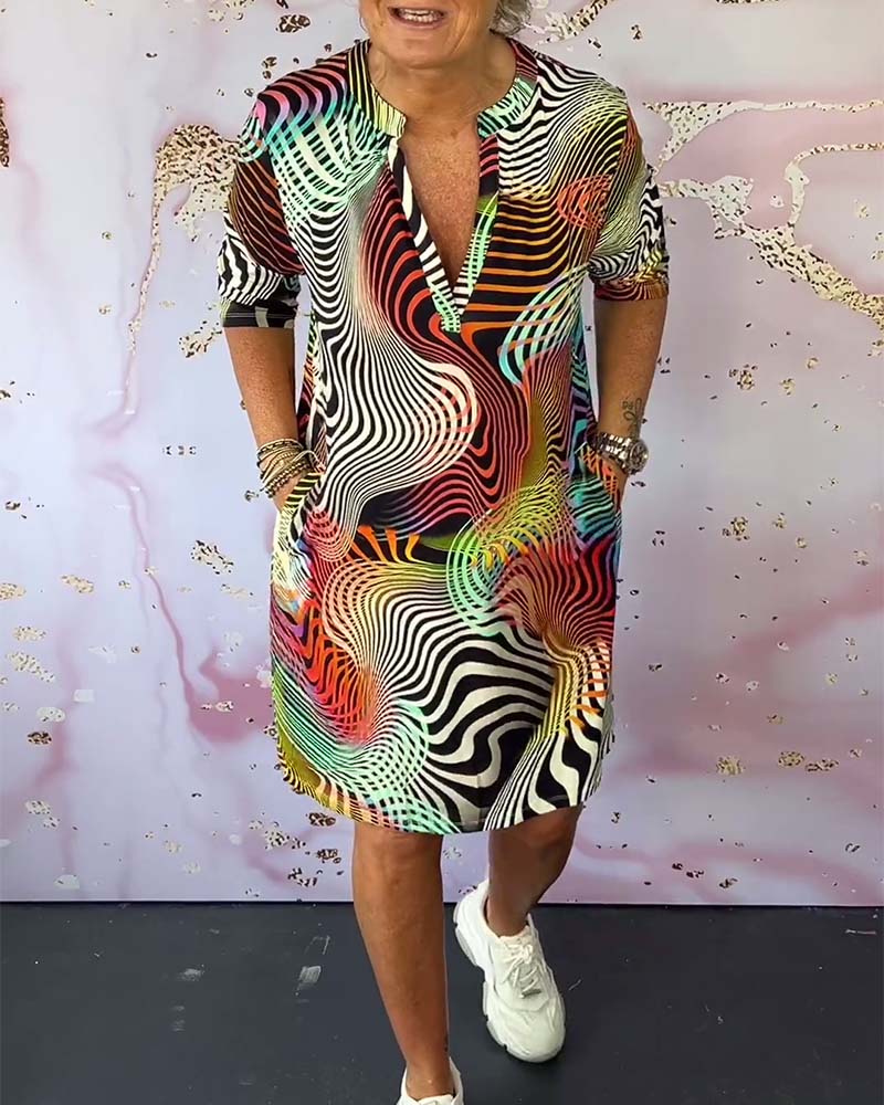 Ria™ | Farbenfrohes V-Ausschnitt Kleid