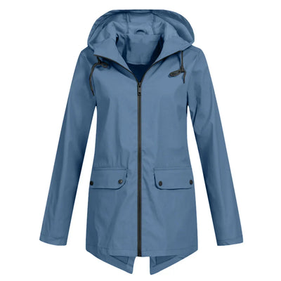 Damen Regenjacke mit Reißverschluss und Kapuze