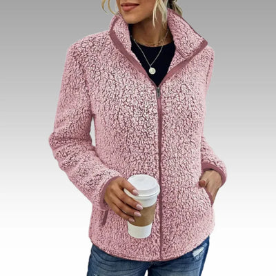 Damen Fleecejacke mit Reißverschluss und Stehkragen