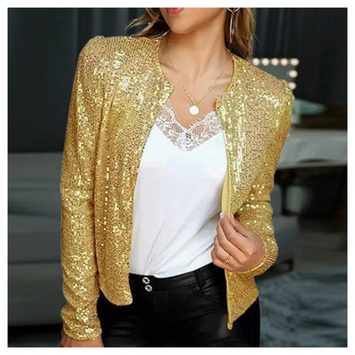 Damen Glitzernde Partyjacke mit Reißverschluss