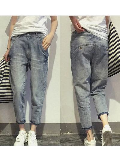 Damen Graue Verkürzte Jeans Mit Verwaschenem Look