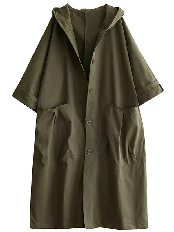 Damen Kapuzen Trenchcoat mit großen Taschen
