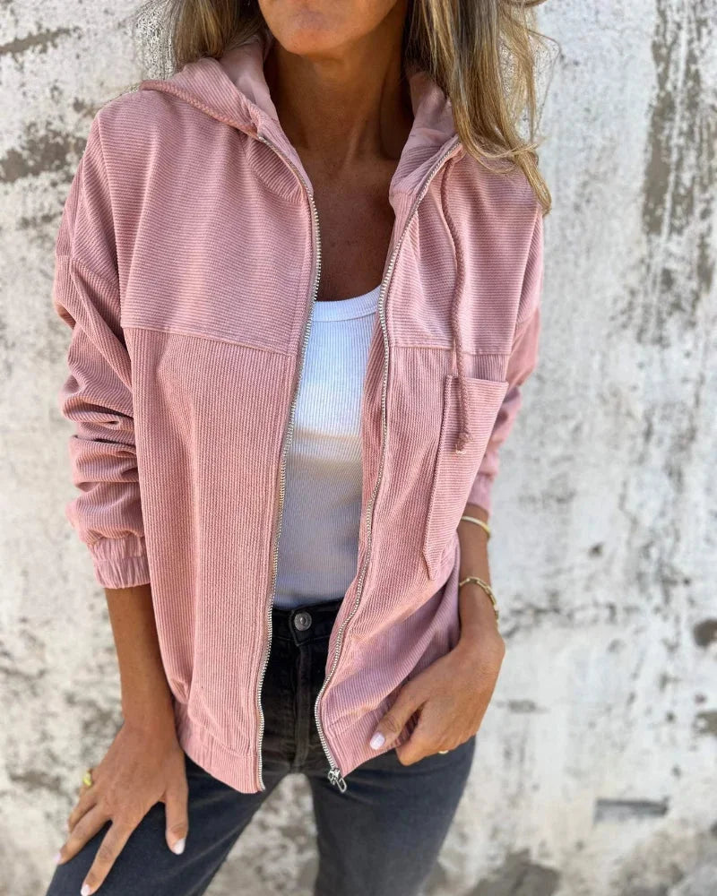 Casual Damen Zip-Up Hoodie mit Kordelzug