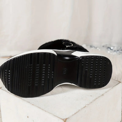 Damen Winter Sneakers mit seitlichem Reißverschluss und Plüschfutter