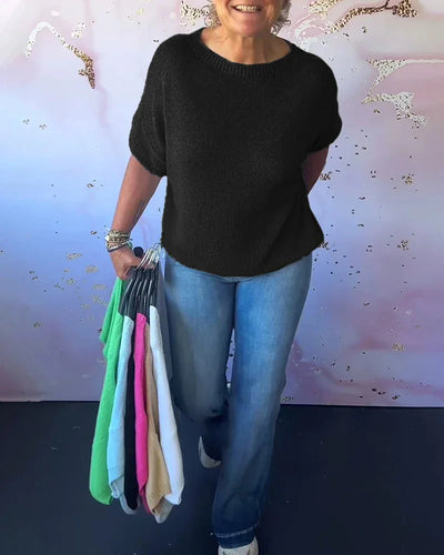 Damen Strickoberteil mit lockerer Passform und Rundhals