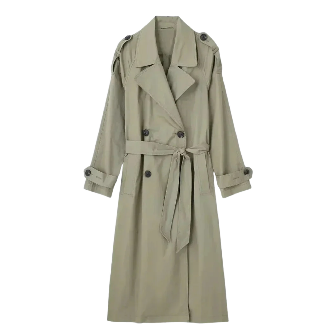 Damen Trenchcoat mit Gürtel und Knopfdetails