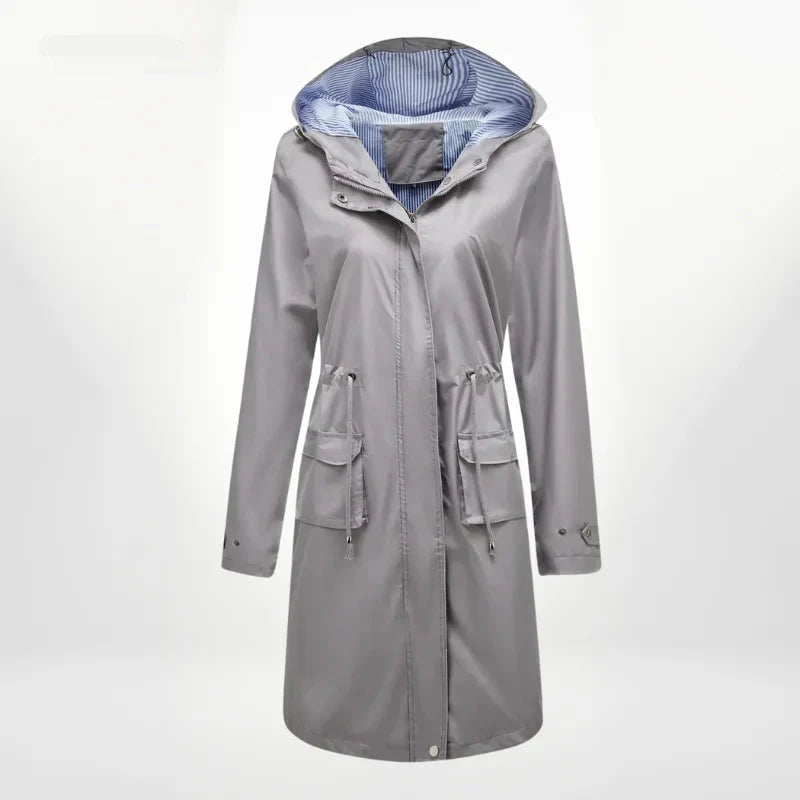 Damen Regenjacke mit Kapuze und wasserdichtem Stoff