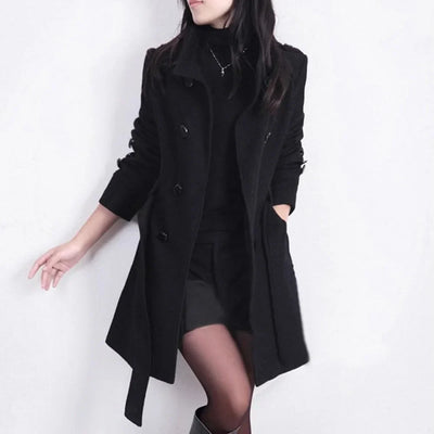 Damen Trenchcoat mit Taillengürtel und Knopfverschluss