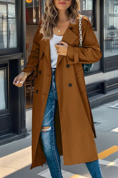 Damen Trenchcoat mit Zweireihigem Design und Gürtel