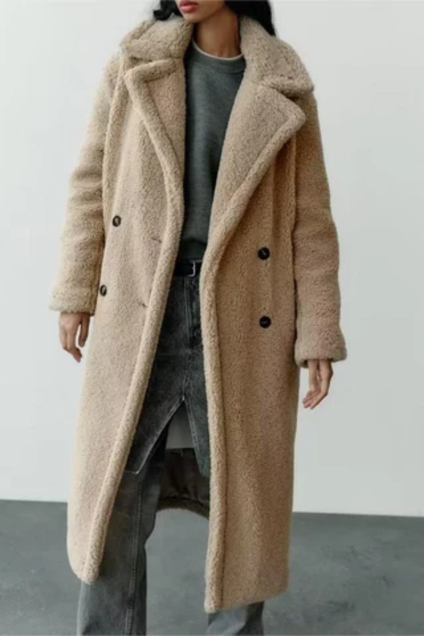 Langer Teddy Mantel Damen