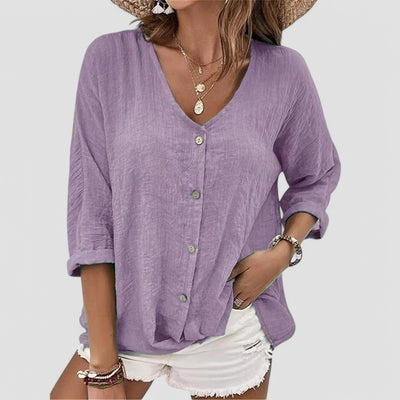 Elena | Handgemachte Bluse mit V-Ausschnitt