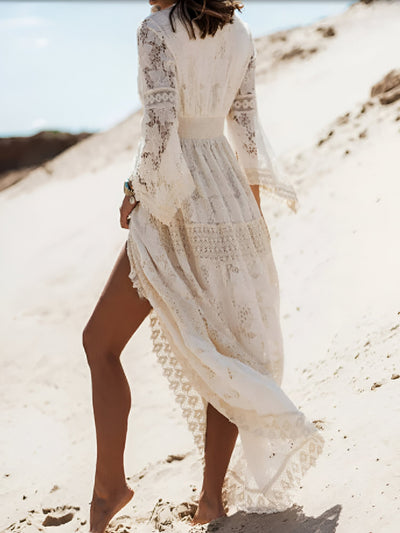 Boho-Maxikleid | Spitze & V-Ausschnitt | Luftige Eleganz