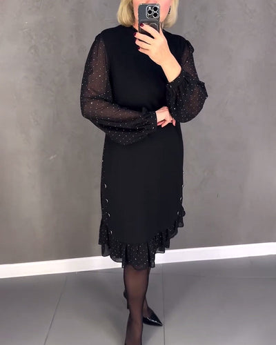 ELIANA | Elegantes Kleid mit transparenten Ärmeln und schmeichelhafter Schnitt für Herbstanlässe