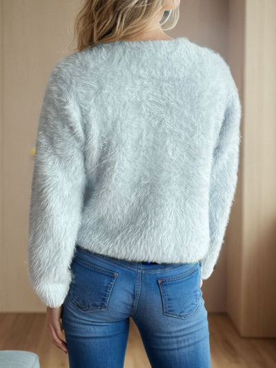 Flauschiger Strick-Cardigan | Herzförmige Knöpfe | Weich & gemütlich