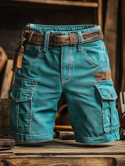 Herren Retro Outdoor Ripstop Mehrzweck-Cargoshorts (Mit Gürtel)