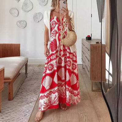 Strandkleid mit Spaghettiträgern | Muschel-Print | Maritimer Sommerstil