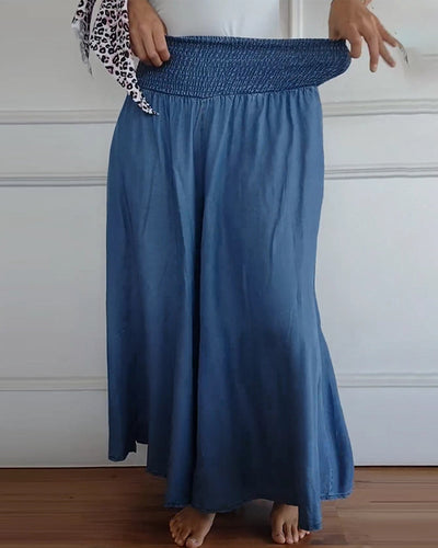 Weite Hose mit Smockbund | Maxi-Länge | Lässiger Fall