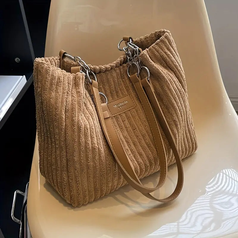 Layla™ - Elegante Corduroy Tote Bag