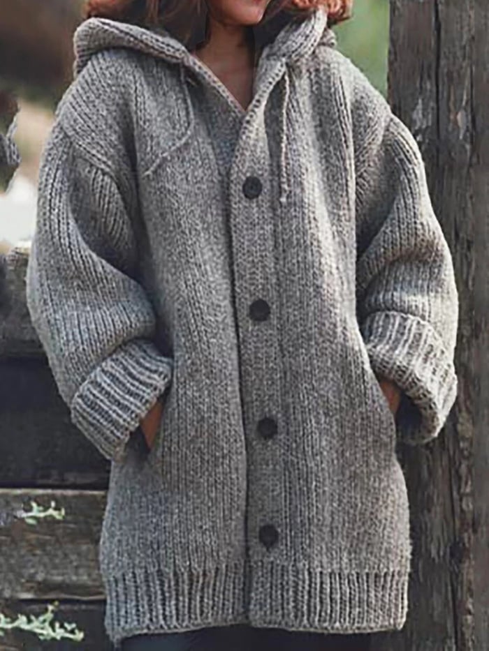 Jamie Strickjacke mit Kapuze und Knopfleiste