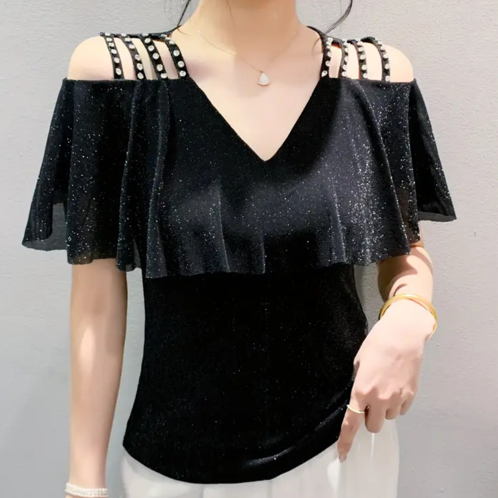 Vera - Elegante Damenbluse mit V-Ausschnitt, vielseitig