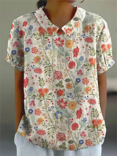 Damen Vintage Bluse mit Blumenmuster