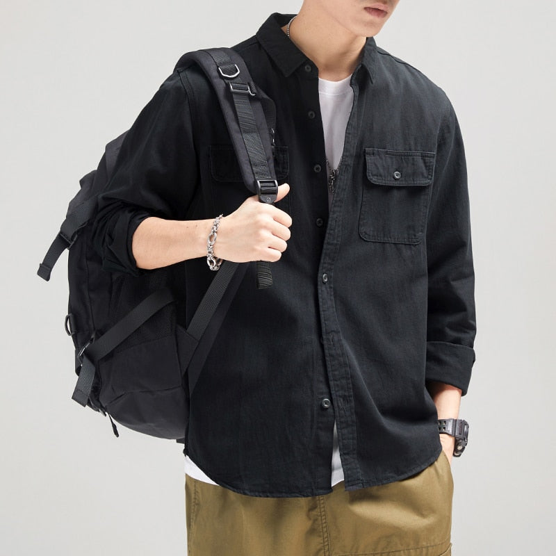 Malcolm™ – Herren Langarmhemd aus 100% Baumwolle mit Brusttaschen