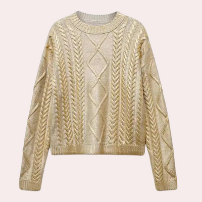 Glänzender Zopfstrickpullover | Eleganter Chic | Modernes Design