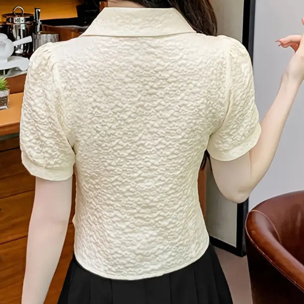 Crissa - Vielseitiges beigefarbenes Sommer-T-Shirt Damen