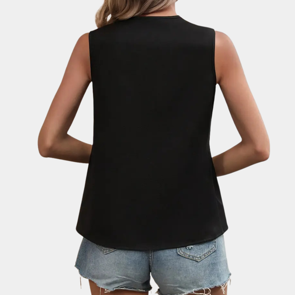 Ysabel - Schicke schwarz-weiße asymmetrische Damenbluse