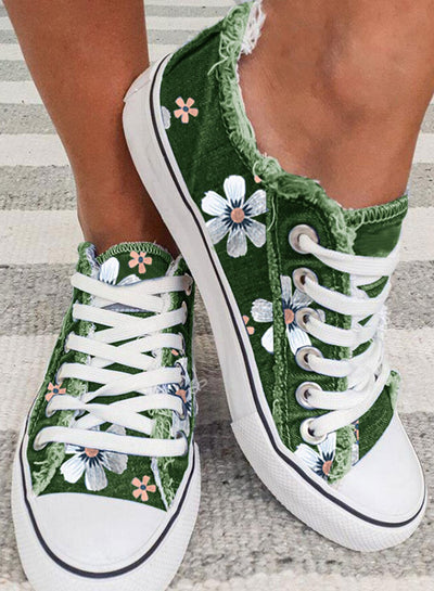 FloraWalk™ – Leinwand-Schnürsneaker mit Blumenmuster