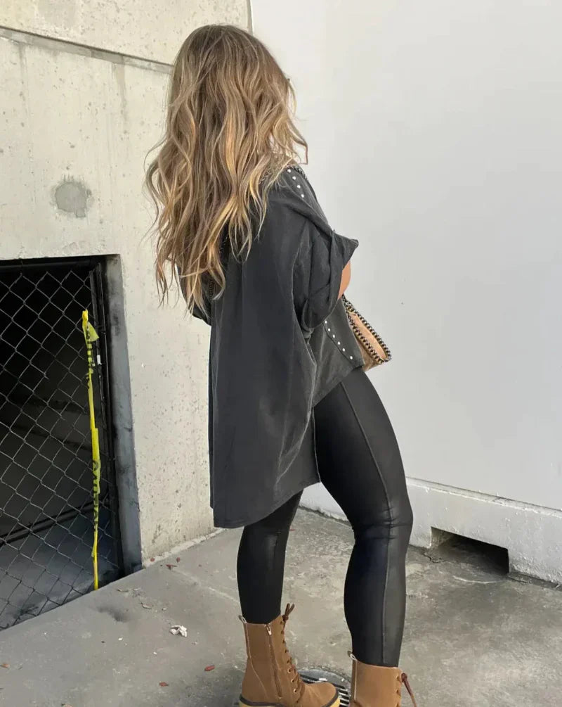 Oversize-Shirt mit Nieten | Rundhals | Urbaner Look