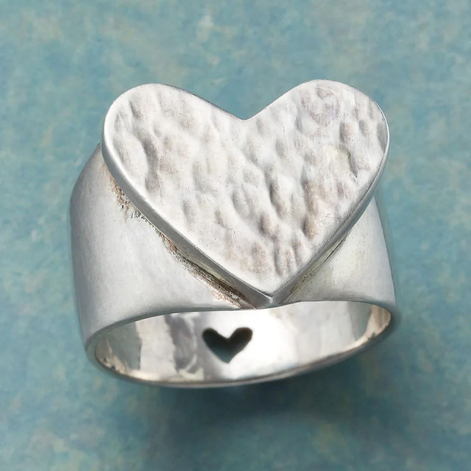 Vintage Versilberter Herz Ring