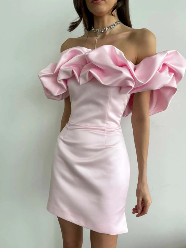 Ezra - Glamouröses Satin-Abendkleid mit Rüschen