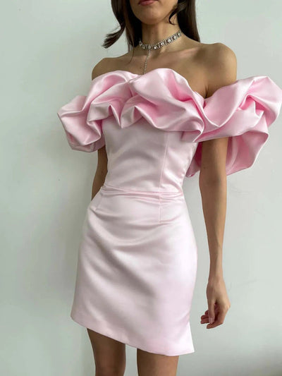 Ezra - Glamouröses Satin-Abendkleid mit Rüschen