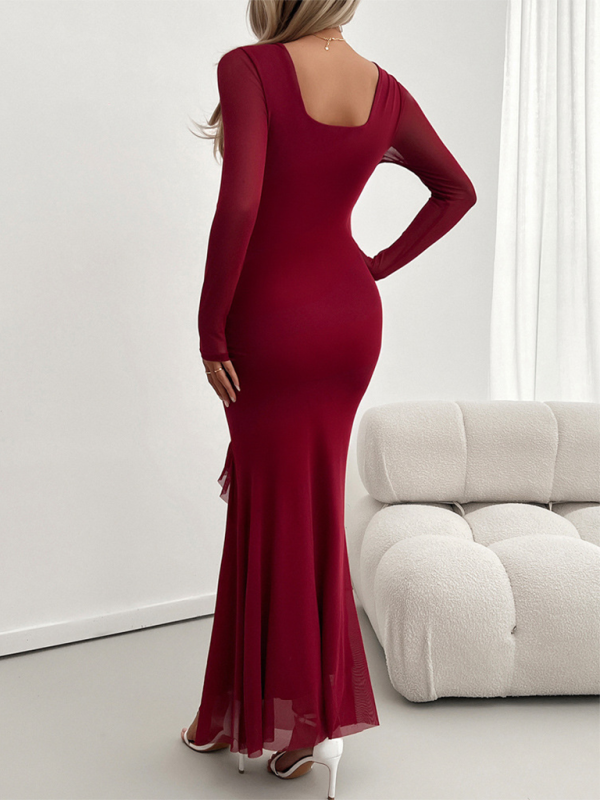 Abendkleid mit Rüschen | Figurbetont | Eleganter Maxischnitt
