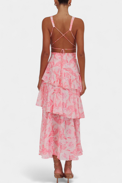 Kensie – Chiffonkleid Mit V-Ausschnitt Und Fließenden Lagen