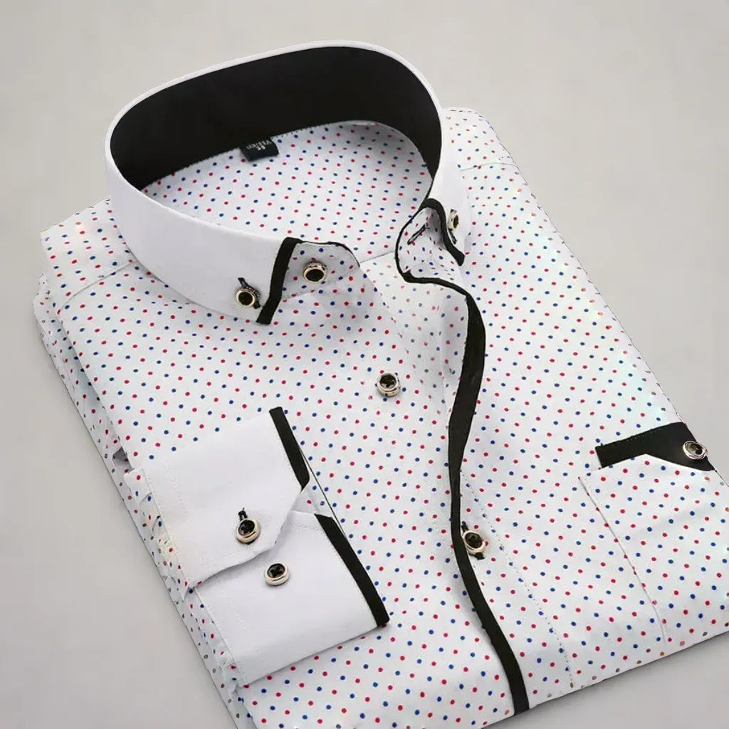 Malte™ | Hemd in Weiß-Schwarz