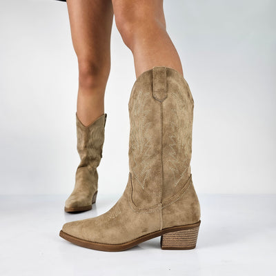 Cowboy Stiefeletten | Stickdetails | Bequemer Blockabsatz