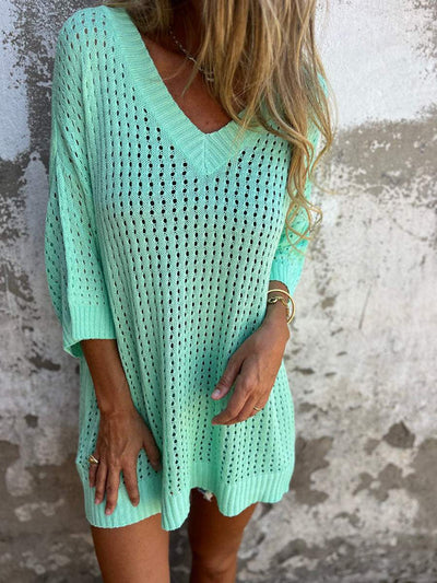 Sommer Pullover mit V-Ausschnitt