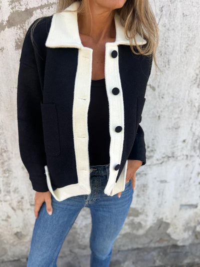 Kontrast-Cardigan | Knopfverschluss | Moderner Look