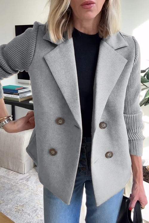 Blazer mit gerippten Ärmeln | Doppelreiher | Zeitloser Chic