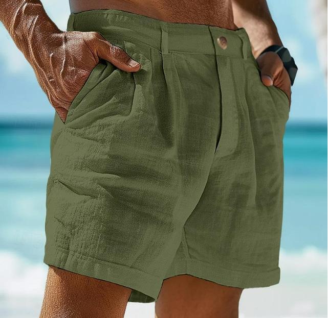 Leinen-Shorts für Herren | Knopfverschluss | Sommerleicht