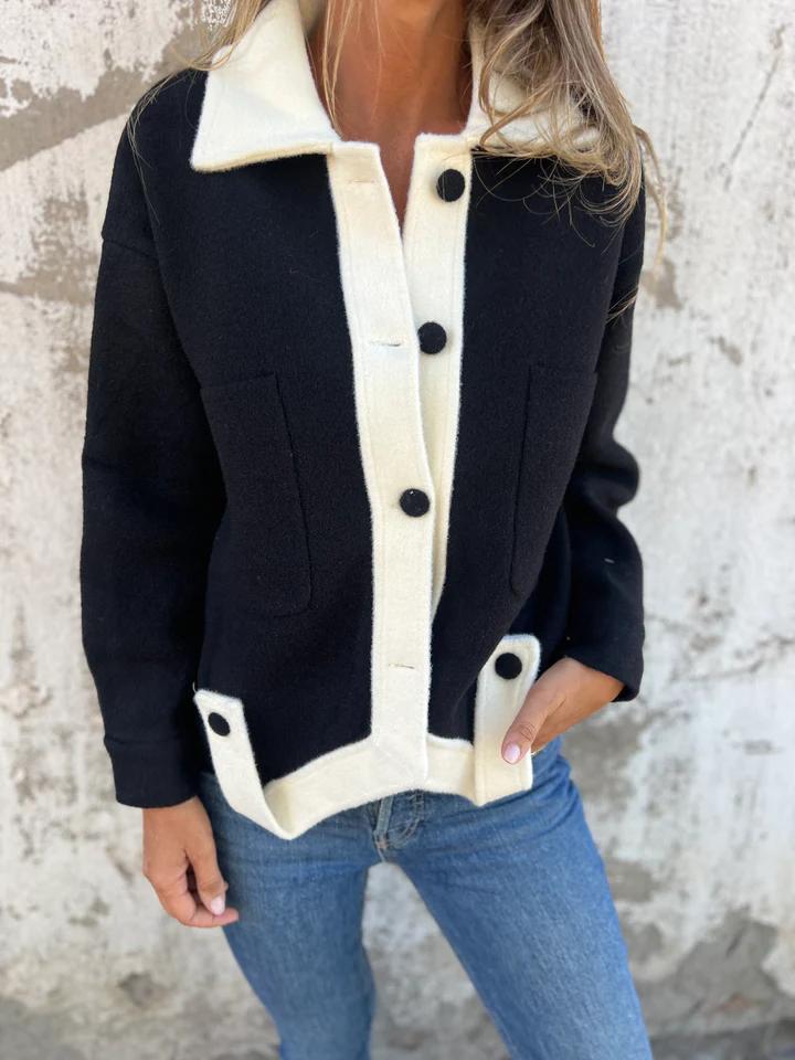 Kontrast-Cardigan | Knopfverschluss | Moderner Look